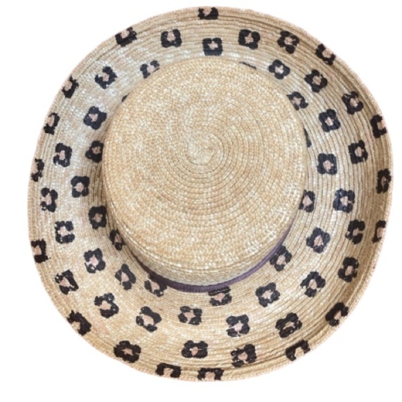 Liz Claiborne leopard print straw hat perfect on or off the beach - Picture 2 of 7